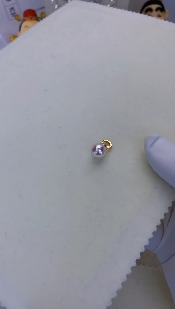 18K金镶嵌海水珍珠饰品8-9三生石可掰扣吊坠