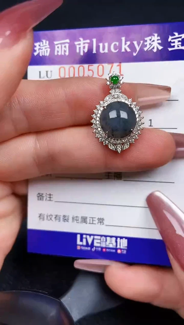 翡翠银S925镶嵌颈饰5071