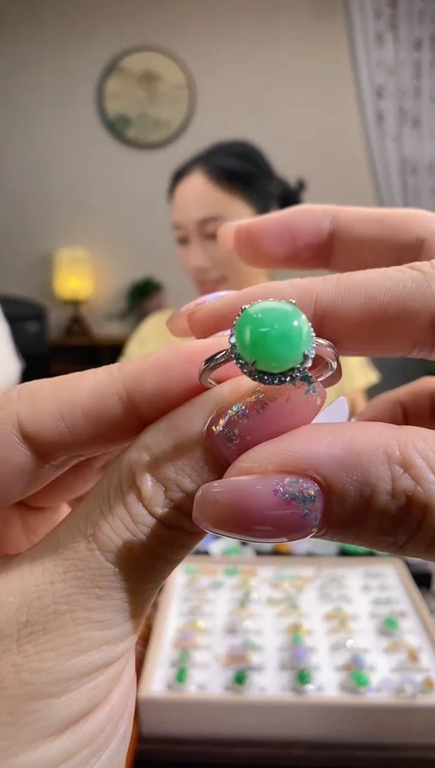 翡翠银S925镶嵌吊坠(不含链)戒指