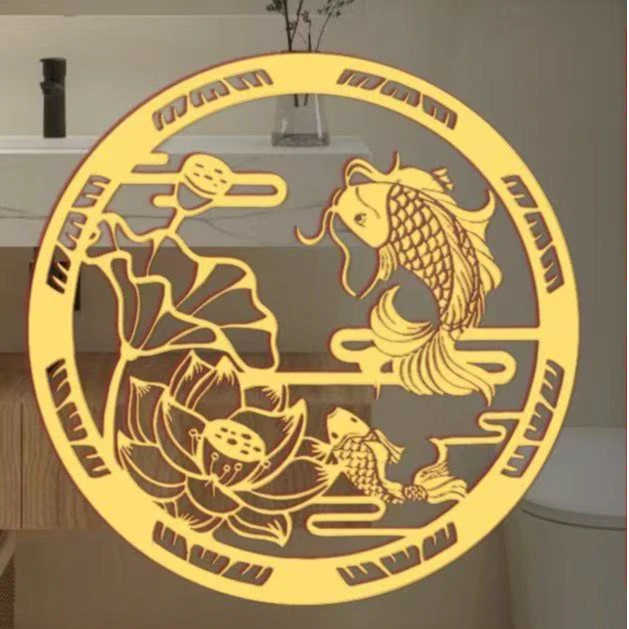 【灵焱阁】锦鲤荷花金属贴厕所卫生间鞋柜专用金属贴