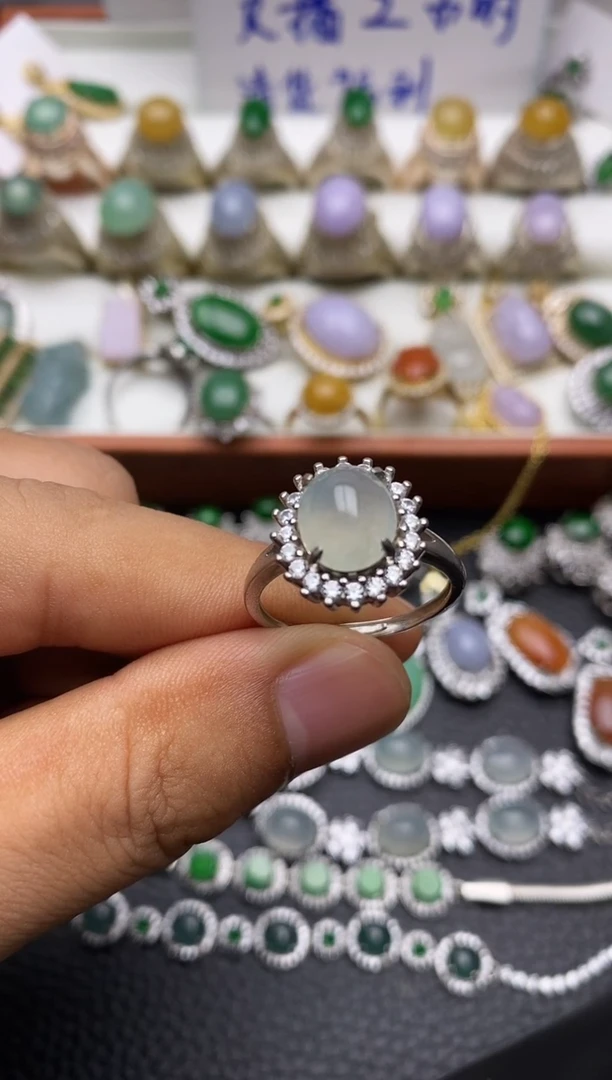 银S925镶嵌戒指翡翠6663