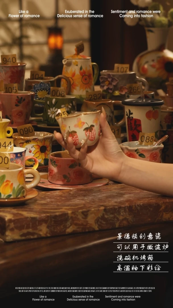 陶瓷景德镇高温手绘釉下彩设计师款式