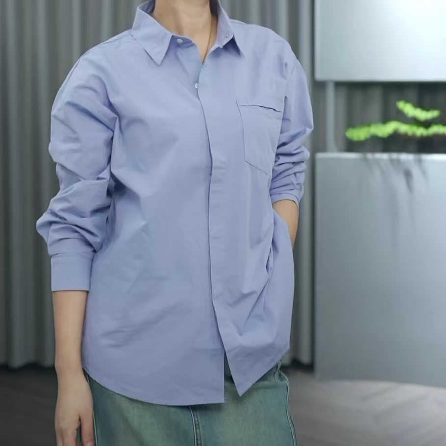 纯棉多巴胺衬衫女时尚百搭简约宽松大码外套460