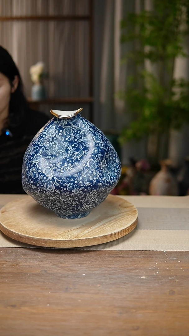 【闪购商品】陶瓷  花器青花瓷芙蓉花大肚