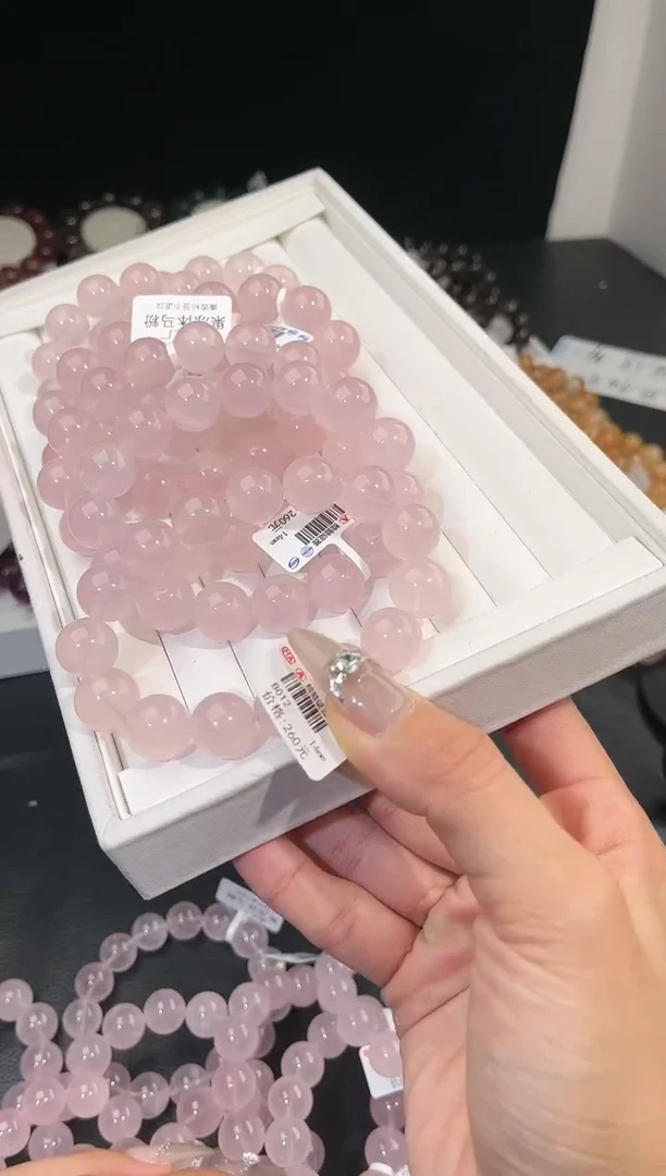 【闪购商品】水晶手链未镶嵌多样性发一粉晶14mm