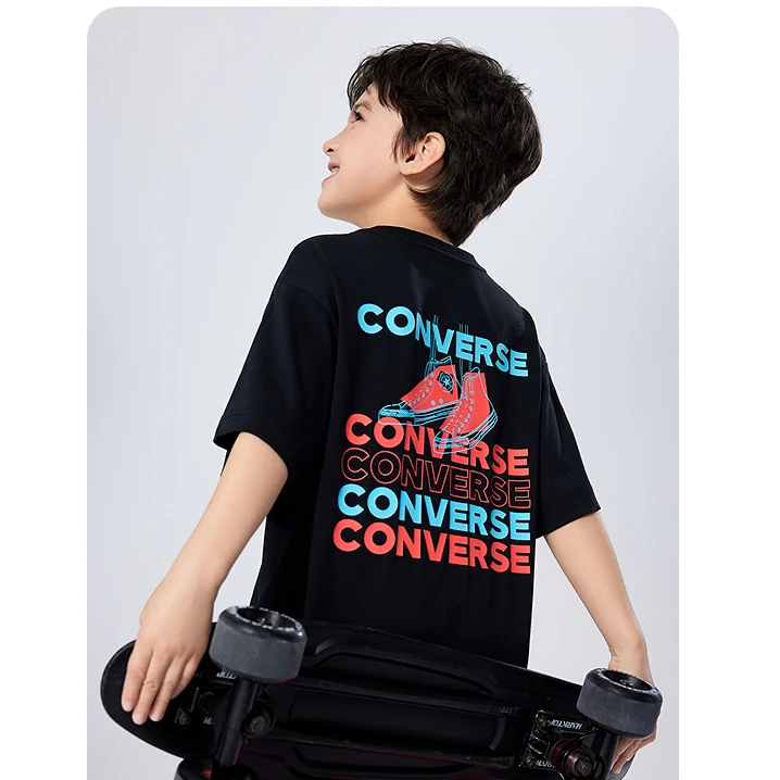 Converse匡威夏季新品儿童童装中大童宽松印花T恤CNVN-TE-H344