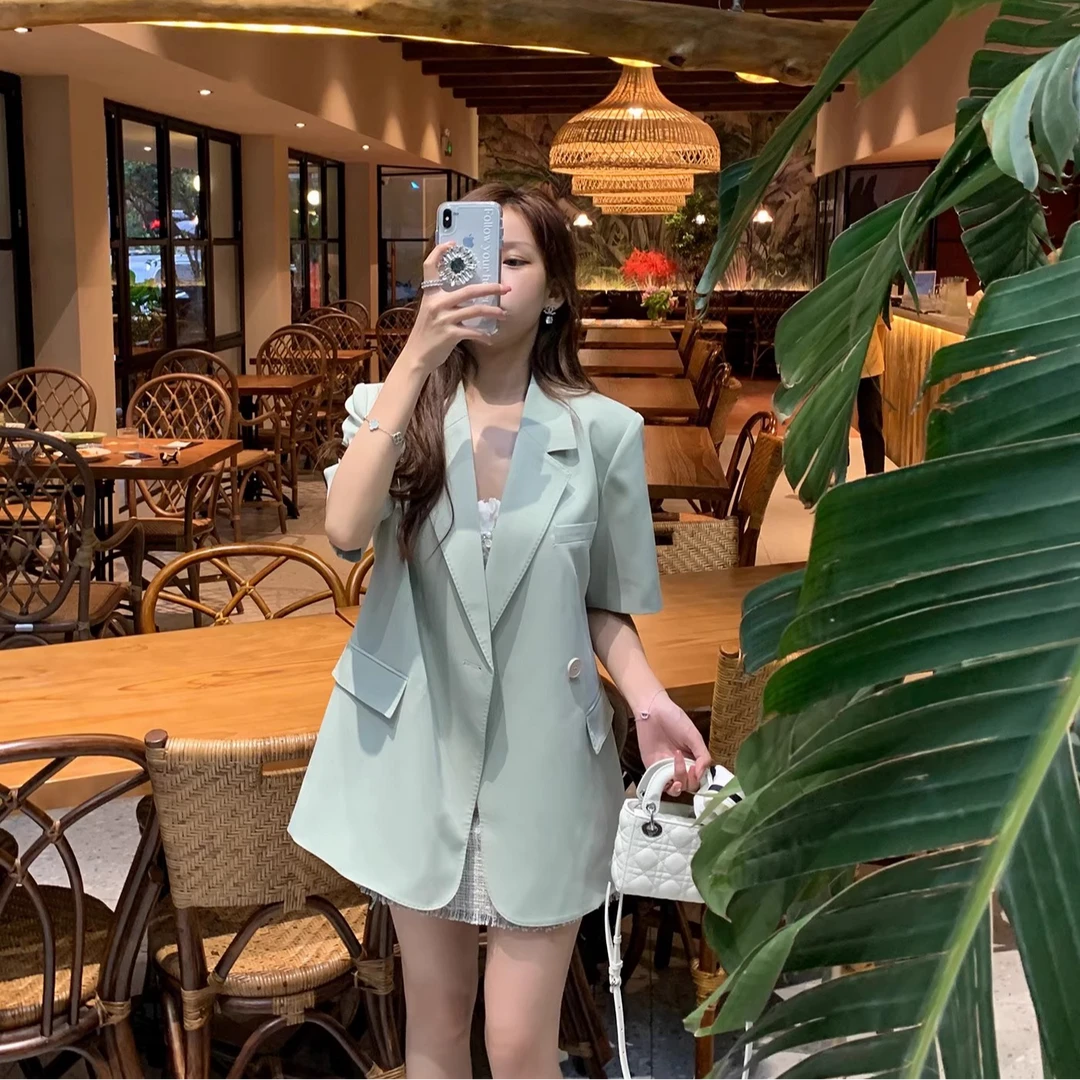 C轮C29 Urban感拉满 chao绝 高级感短袖宽松西装外套女