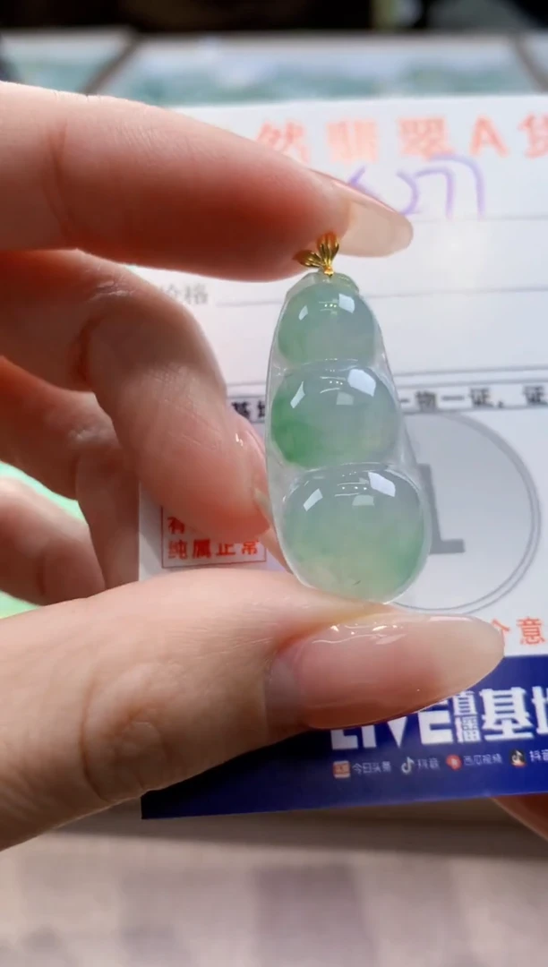 颈饰18K金镶嵌翡翠天然翡翠挂件