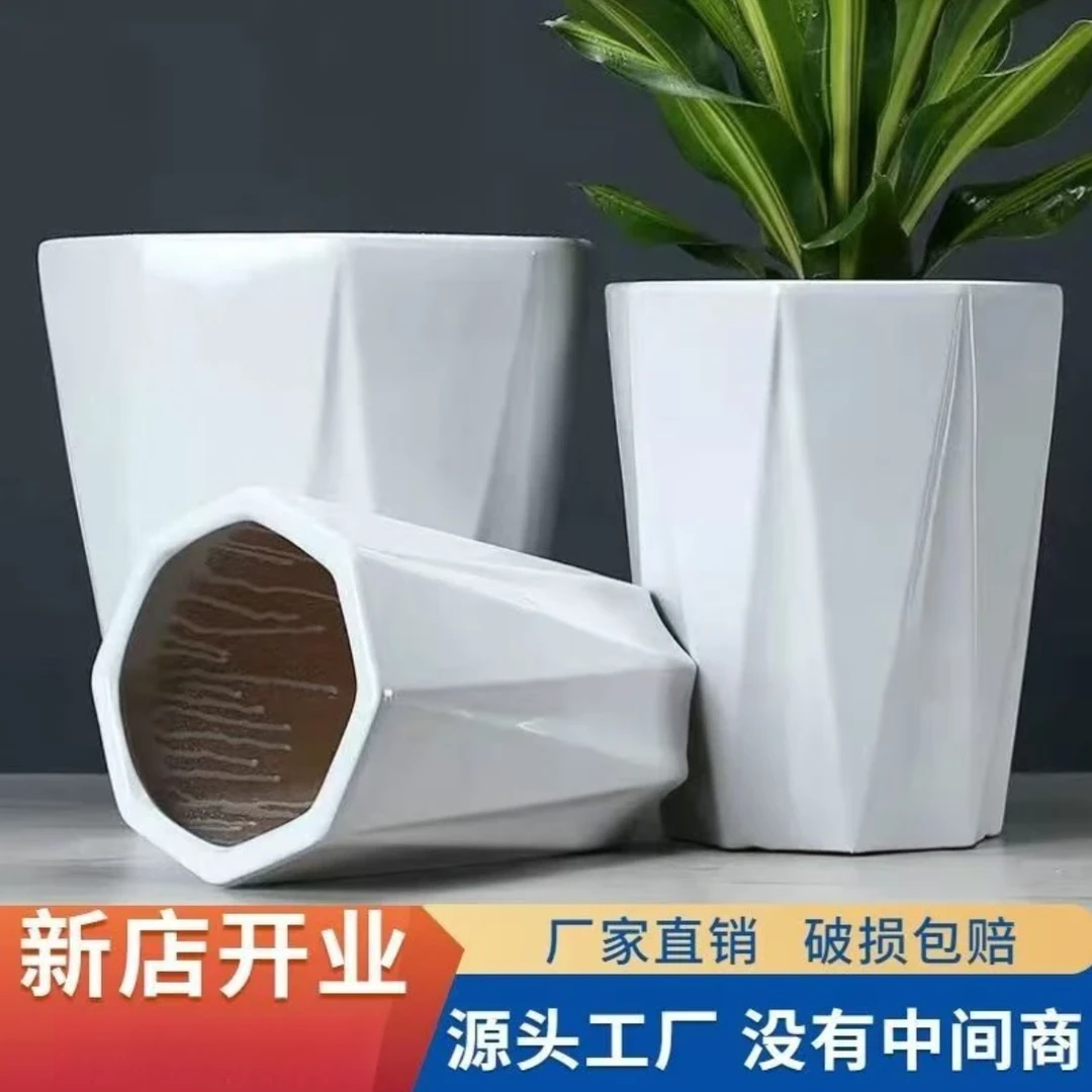 花盆清仓捡漏大号欧式陶瓷花盆大口径花盆种植粗陶简约纯手工印花