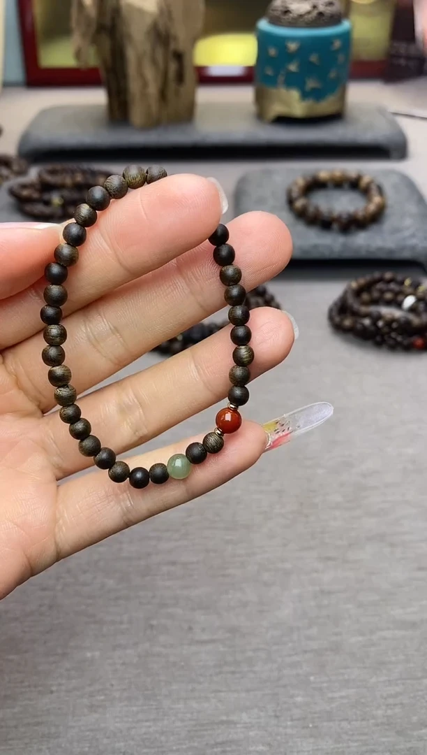 手串沉香木芽庄白棋楠04单圈＋配饰