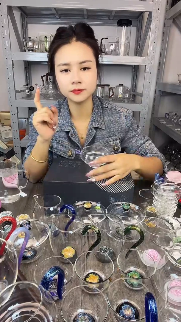 手工艺品玻璃禾器 奉珠茶漏浅紫色 孤品