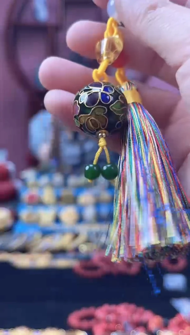 非遗技艺 景泰蓝 2cm 珠子 墨绿