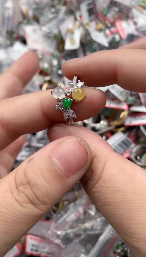 银S925镶嵌戒指翡翠444   5