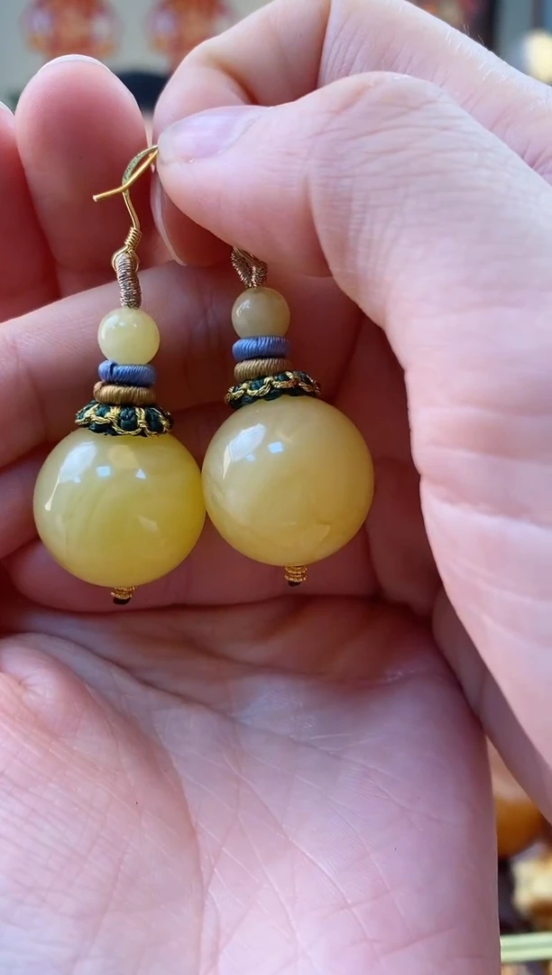 【闪购商品】琥珀耳饰未镶嵌耳坠