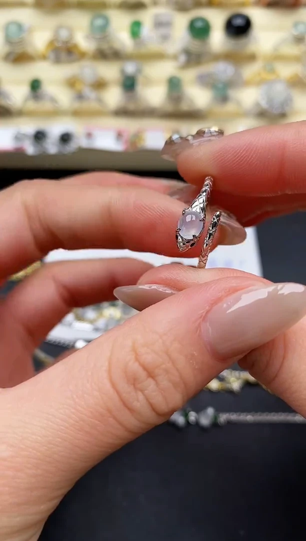 【闪购商品】翡翠戒指银S925镶嵌缅甸翡翠1  5+7