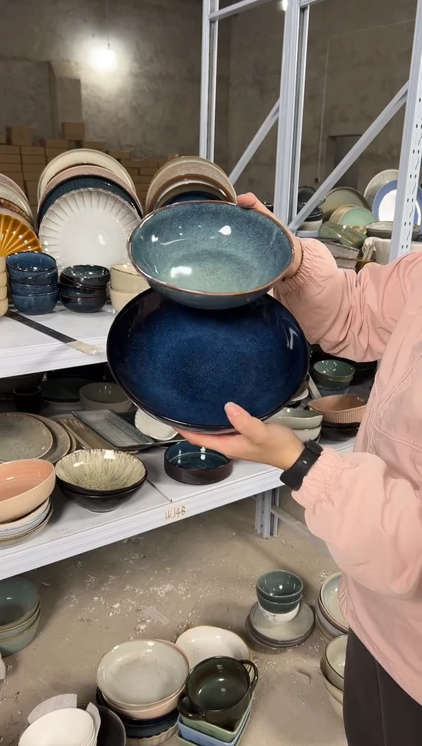 陶瓷外贸尾货瑕疵满20包邮X2 一大一小深盘组合