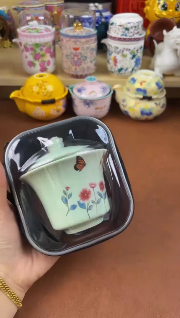 陶瓷茶具摆件旅行套组