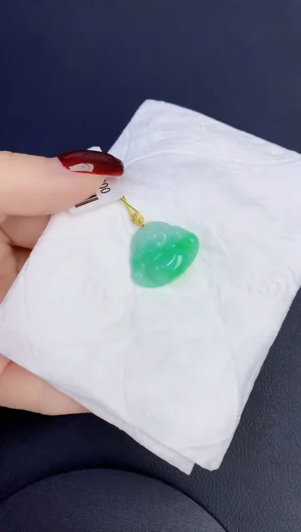 颈饰18K金镶嵌翡翠缅甸天然翡翠A货