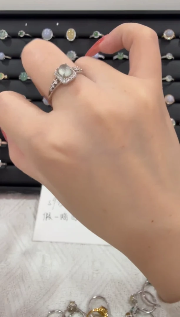 银S925镶嵌戒指翡翠?***宝306
