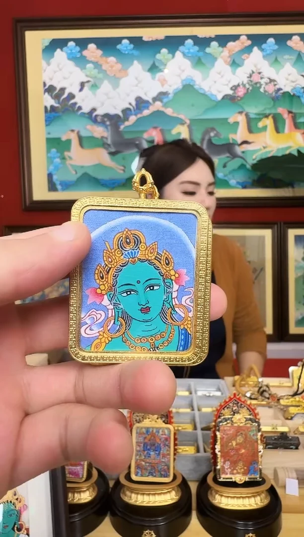 吊坠绿妈妈-热贡纯手绘周毛