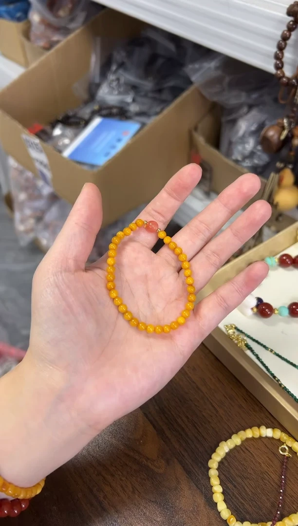 未镶嵌蜜蜡手链满蜜蜜蜡南红顶珠款手链[2903]