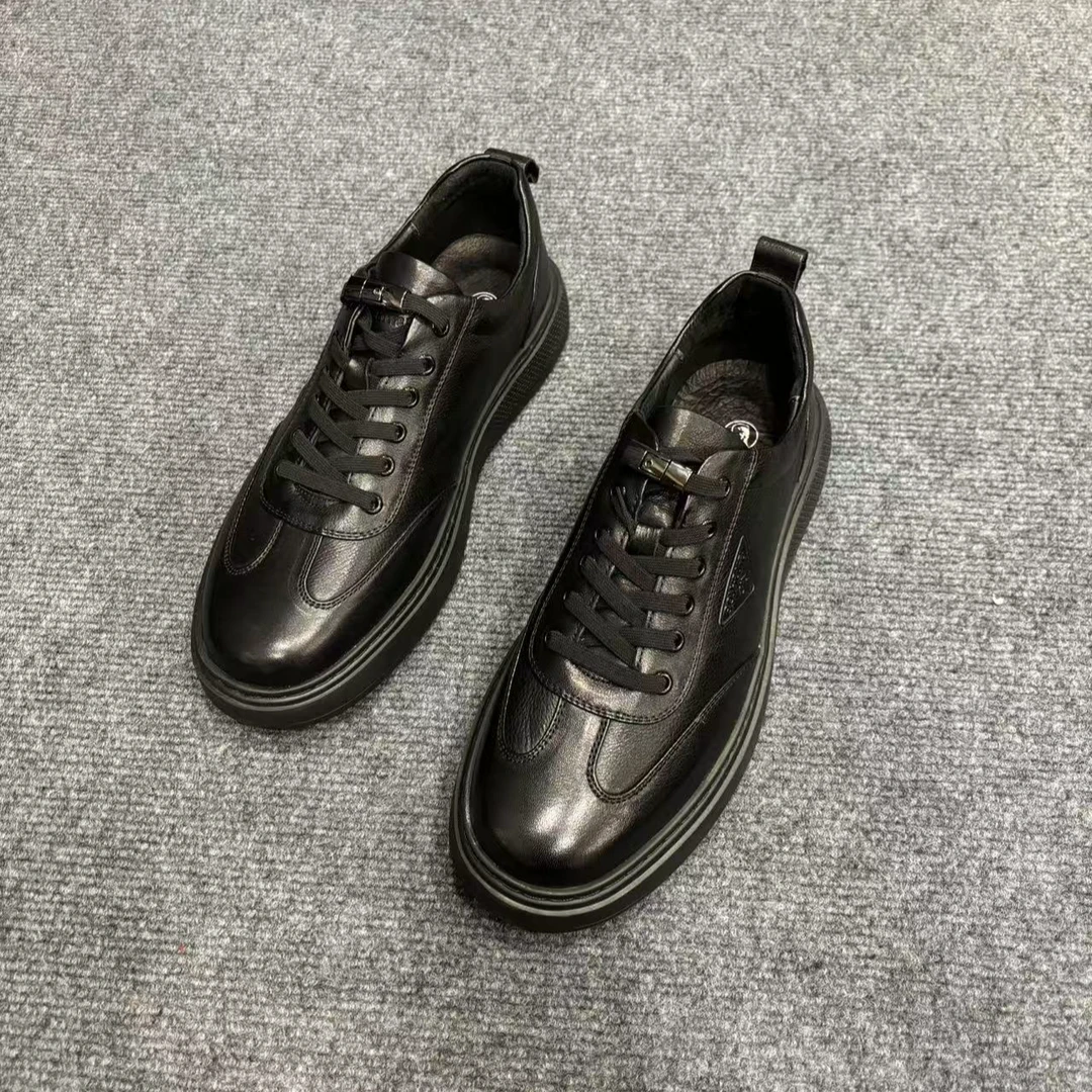 5863083男士高端休闲皮鞋时尚百搭黑色潮流低帮