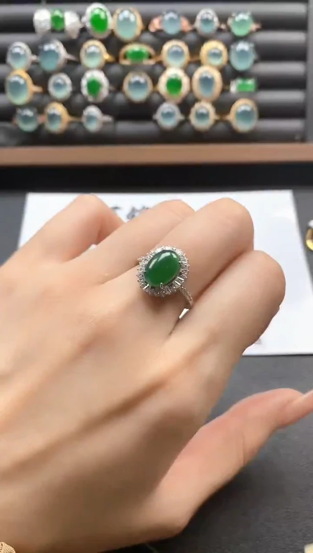 银S925镶嵌戒指翡翠51511