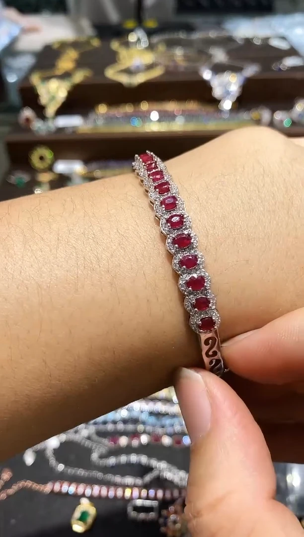 【闪购商品】红宝石手镯银S925镶嵌手镯