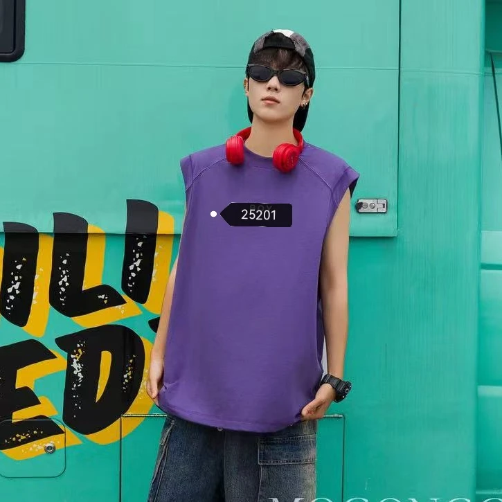 25201紫色青少年时尚潮流休闲T恤背心