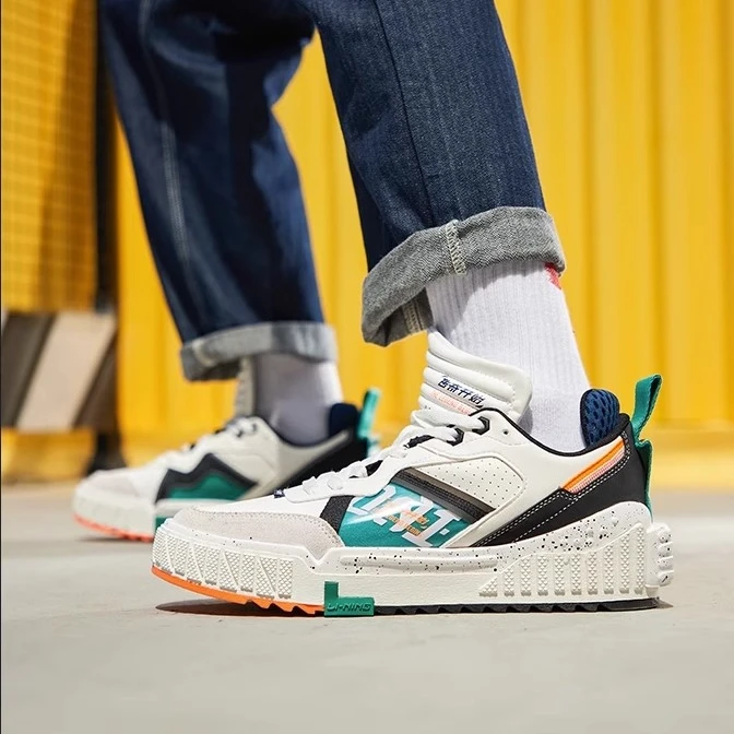 李宁001休闲鞋板鞋2025秋季新款潮流复古舒适低帮运动鞋AGCQ199