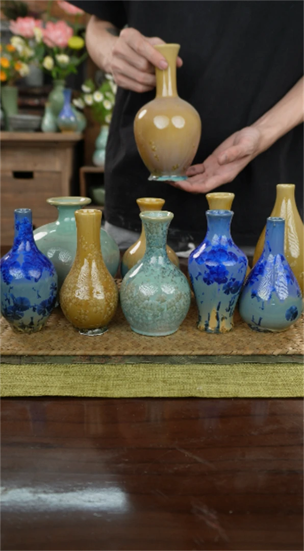 【闪购商品】结晶釉花瓶次品脚坏没磨脚随机发一个(10cm以上)