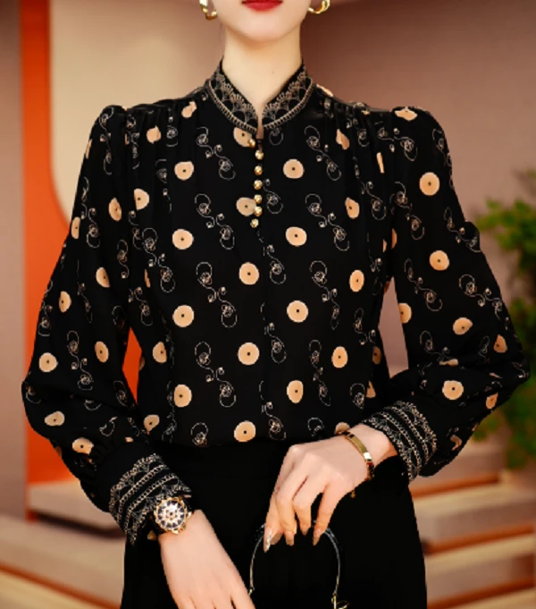 国颐 新款衬衣女轻奢优雅洋气减龄时尚百搭显瘦衬衫V25Q135