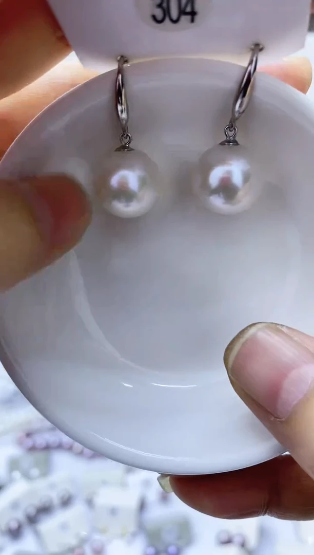 银S925镶嵌淡水珍珠耳饰304