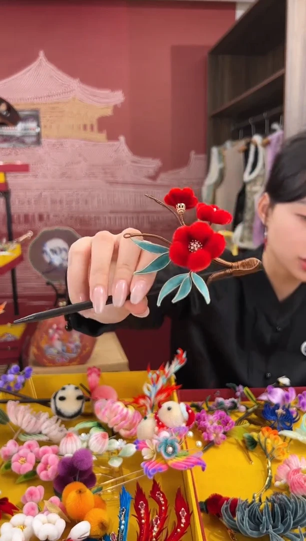 【闪购商品】刺绣非遗绒花（发饰）