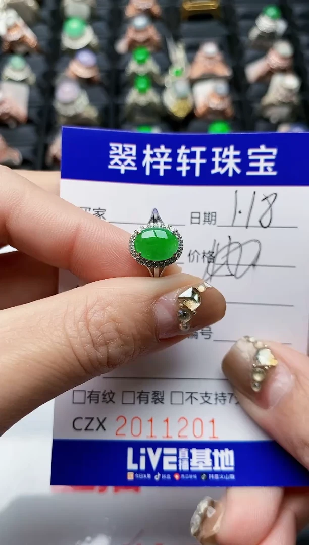 【闪购商品】翡翠戒指银S925镶嵌1201