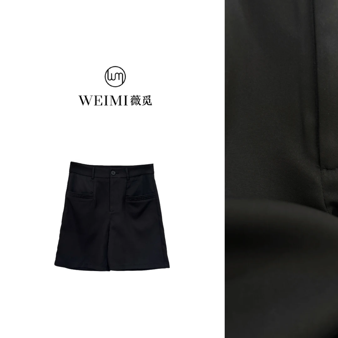 【049裤子】薇觅女装休闲西装短裤高腰显瘦外穿宽松阔腿五分裤