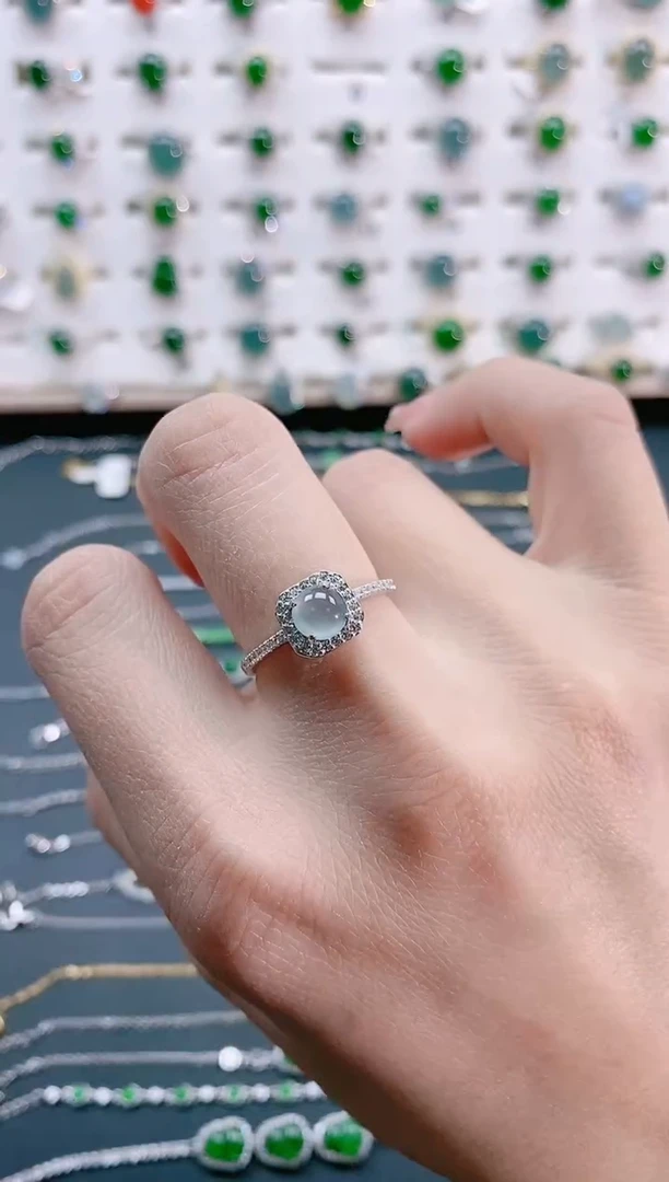 【闪购商品】翡翠戒指银S925镶嵌天然翡翠