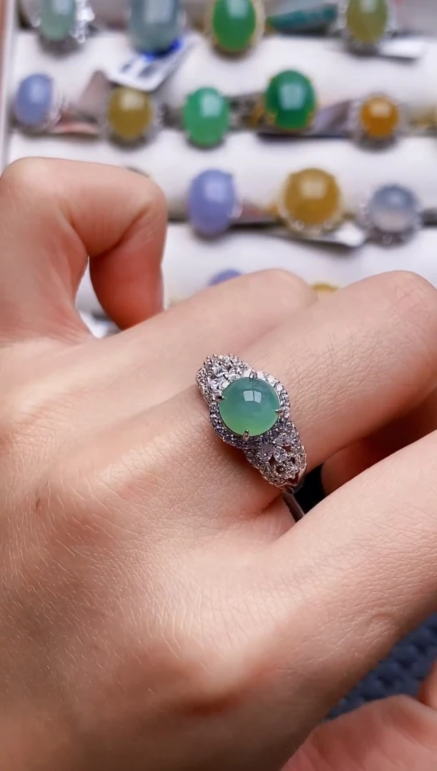 银S925镶嵌戒指翡翠3199