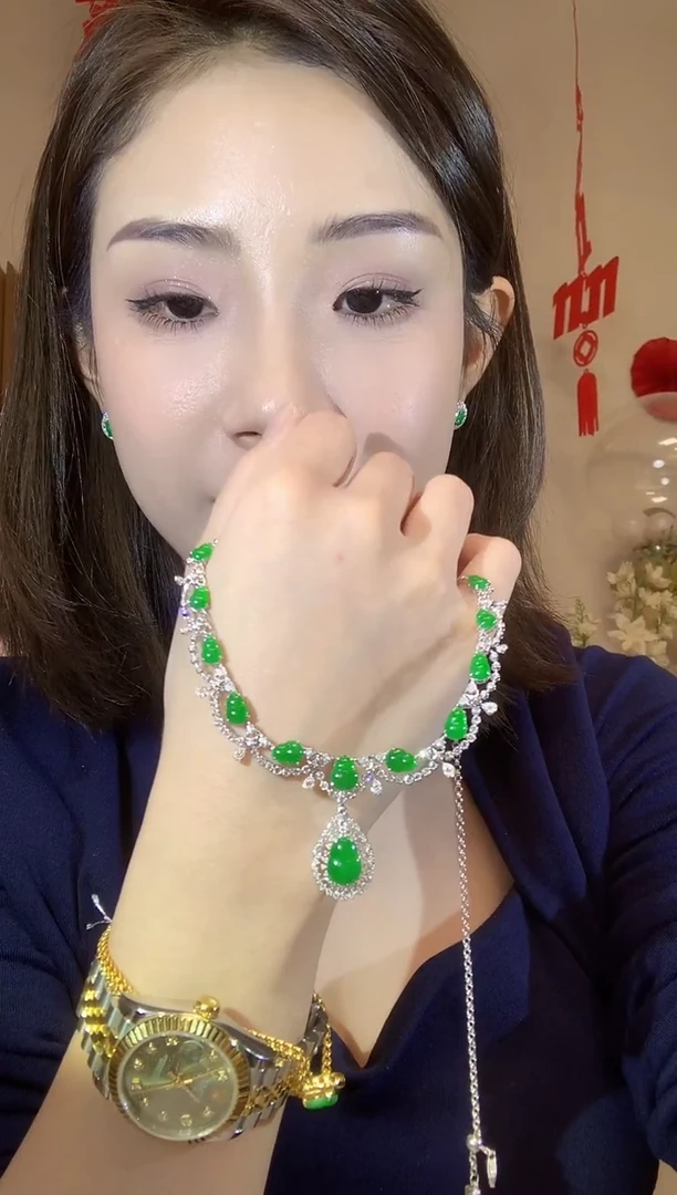 套链18K金镶嵌翡翠@*A60
