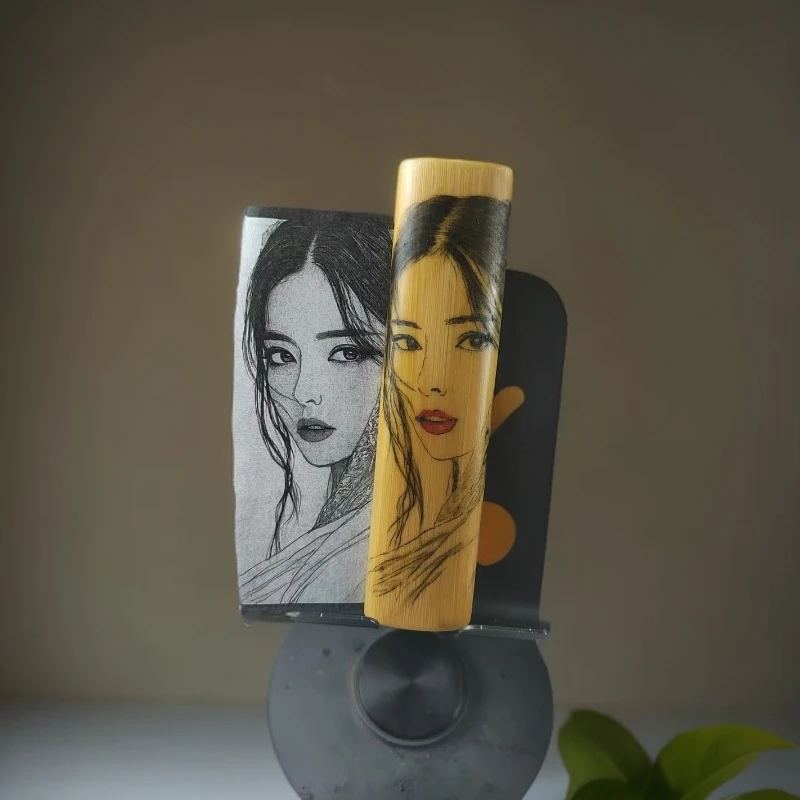 【小七手作】定制版 针刺美女  来图定制 实心竹、葫芦、木雕、鹿角