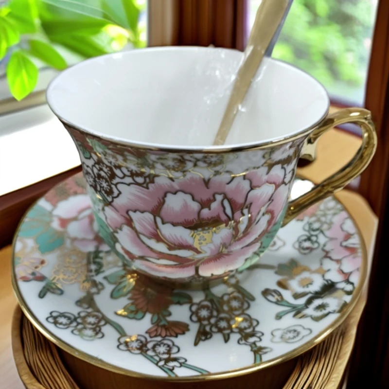 【景宝元陶瓷】JMF-蝴蝶1杯碟1金勺