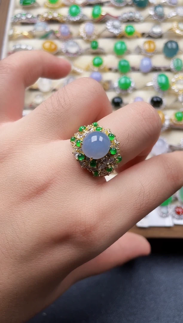 银S925镶嵌戒指翡翠114