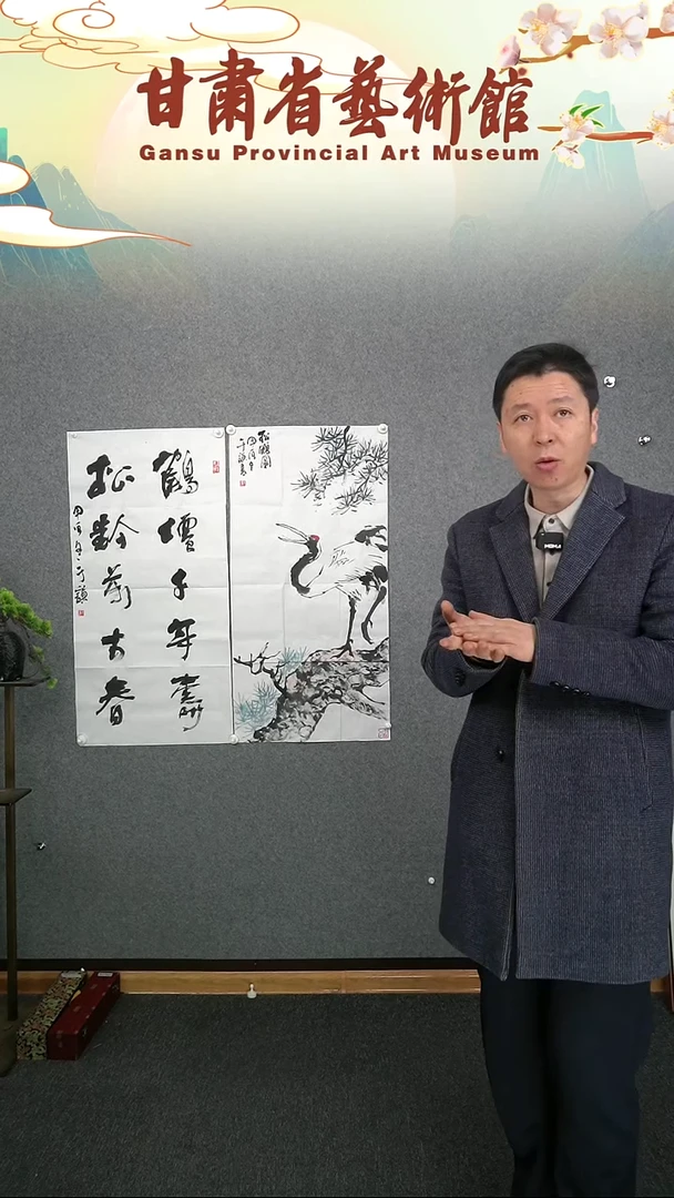 【闪购商品】国画于谦三尺整张松鹤中堂+三尺对开对联作品