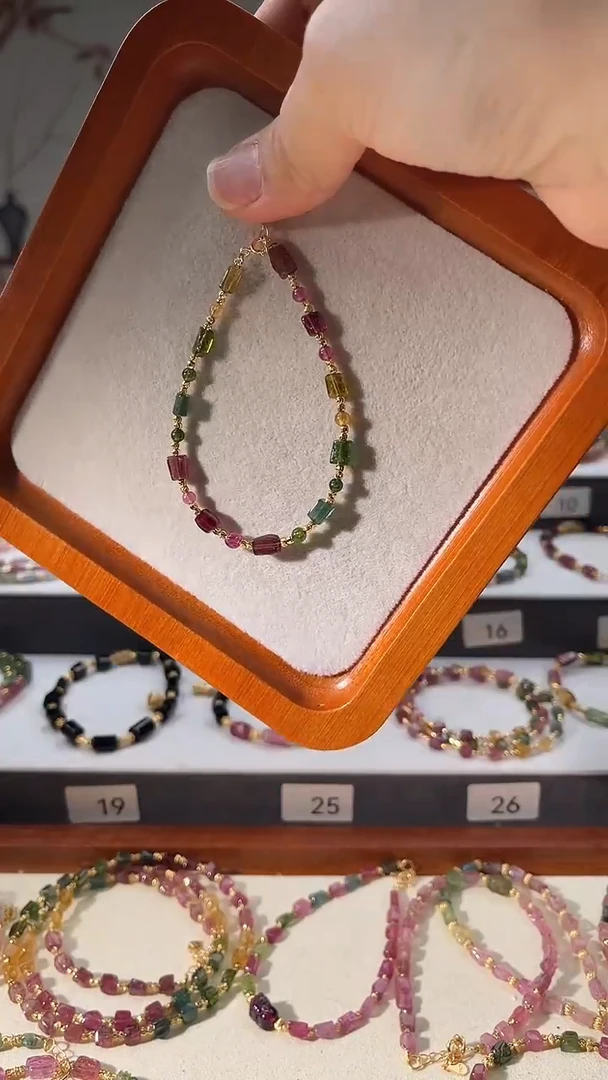 银S925镶嵌手链碧玺6355