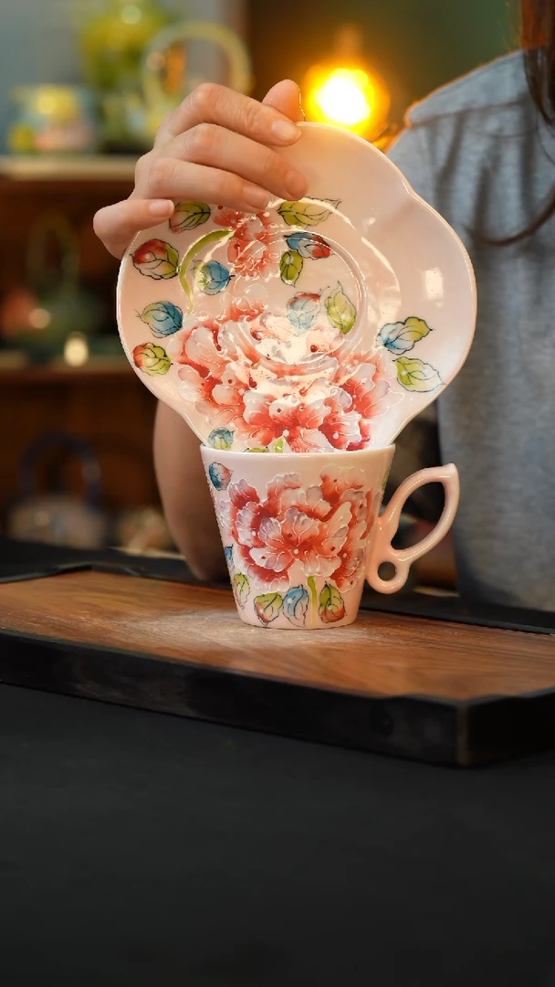 杯手绘心瓷陶瓷浮力