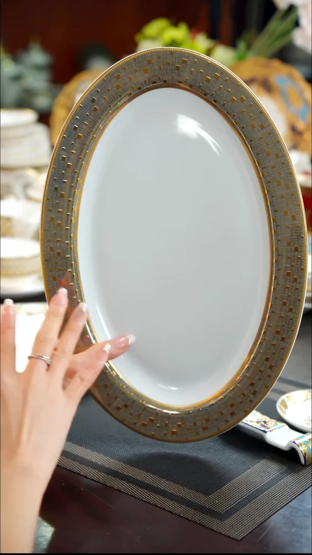 瓷片14英寸鱼盘 1个