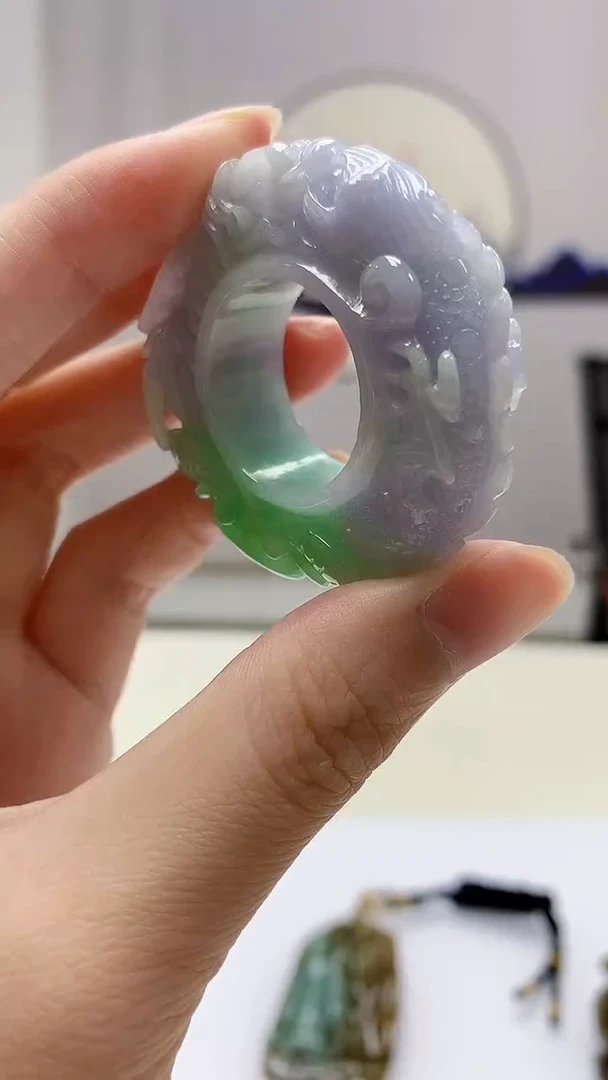 定制翡翠未镶嵌4898zm-毛货挂件扳指171