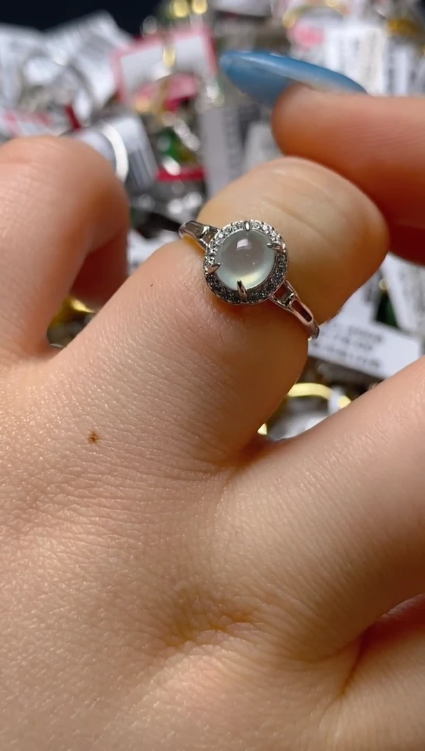 银S925镶嵌戒指翡翠百内无证书