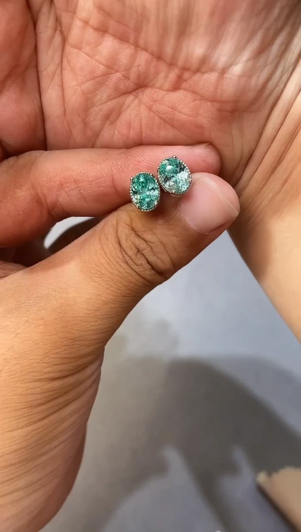 碧玺耳饰银S925镶嵌........