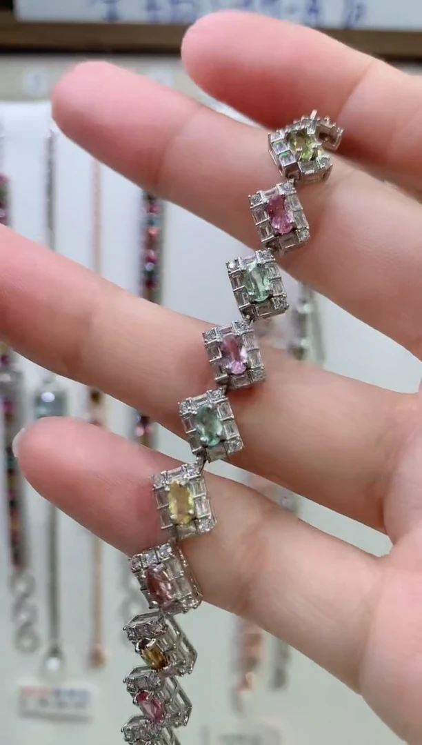 【闪购商品】碧玺手链银S925镶嵌98-9  